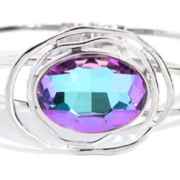 💎 Silver Bracelet w/Iridescent Gem 💎, NWT - Picture 3 of 4